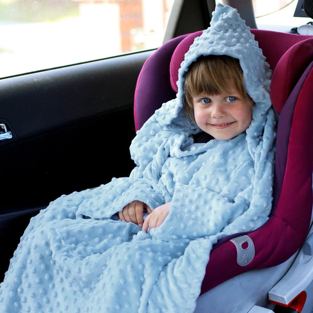 Kocyk z rękawami kapturem Błękitny dla dziecka