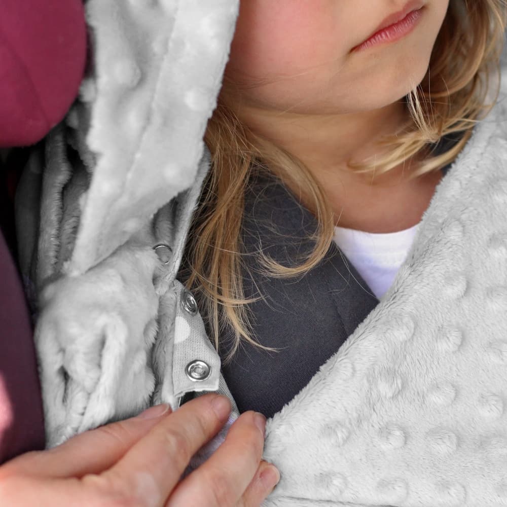 Kocyk z rękawami kapturem Szary dla dziecka dzieci